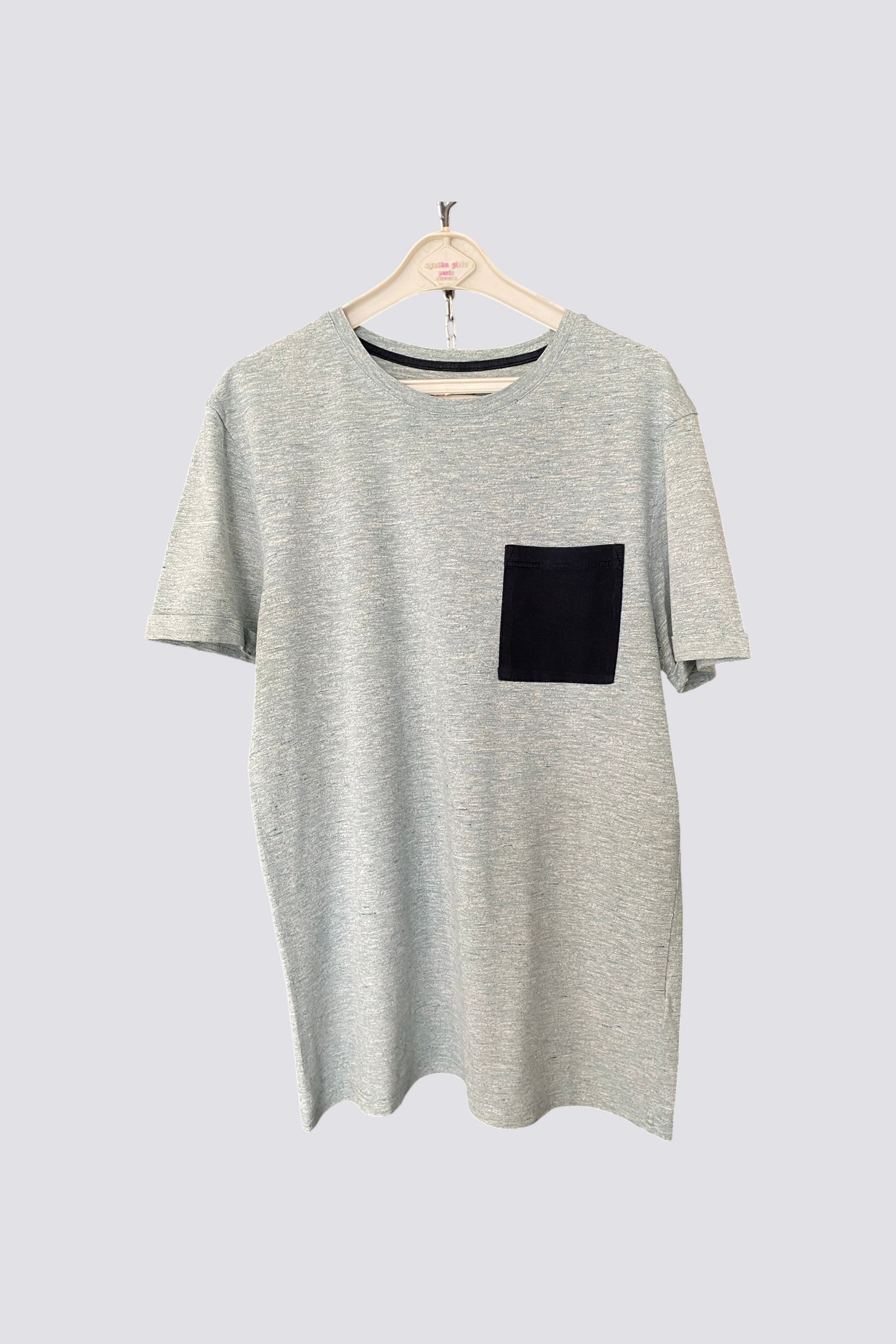 Teeshirt chiné vert turquoise poche noire