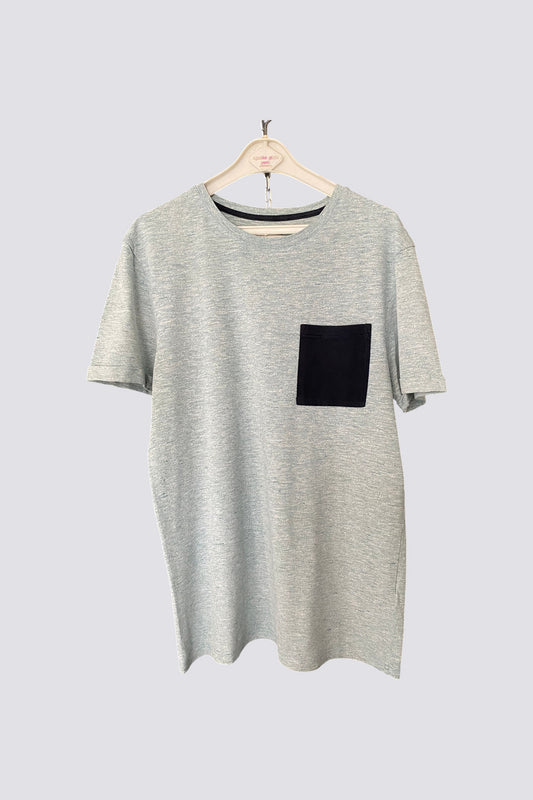 Teeshirt chiné vert turquoise poche noire