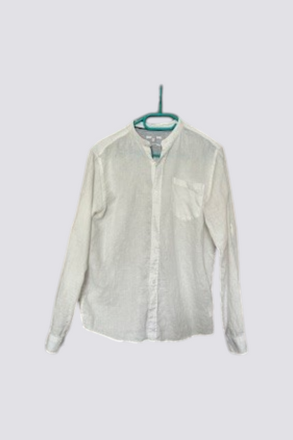 Chemise blanche en lin col Mao