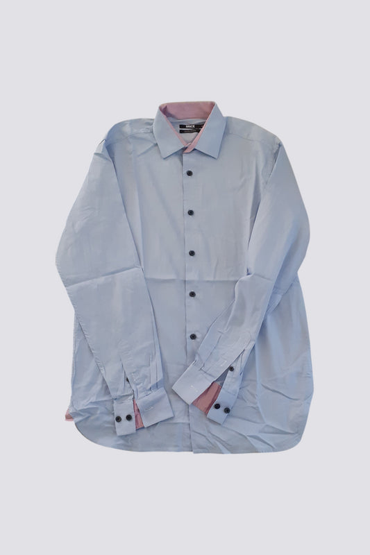 Chemise bleu et rose