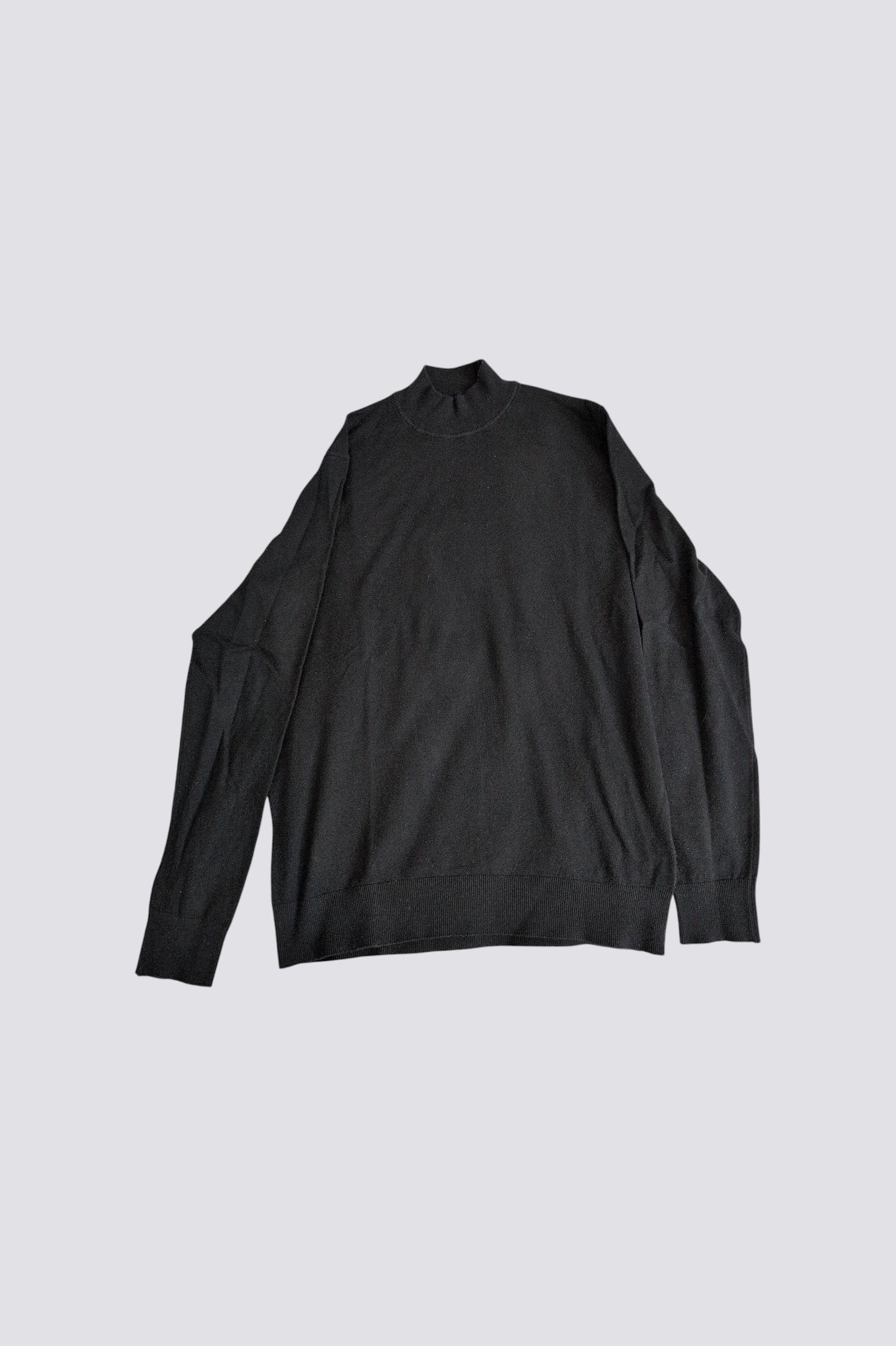 Pull fin, col cheminée noir