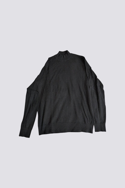 Pull fin, col cheminée noir