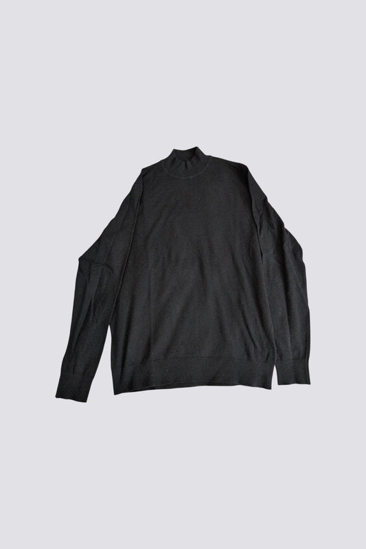 Pull fin, col cheminée noir