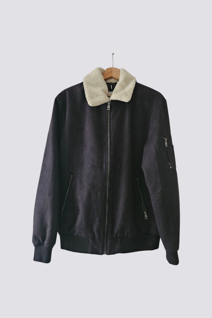 Blouson suédine col amovible