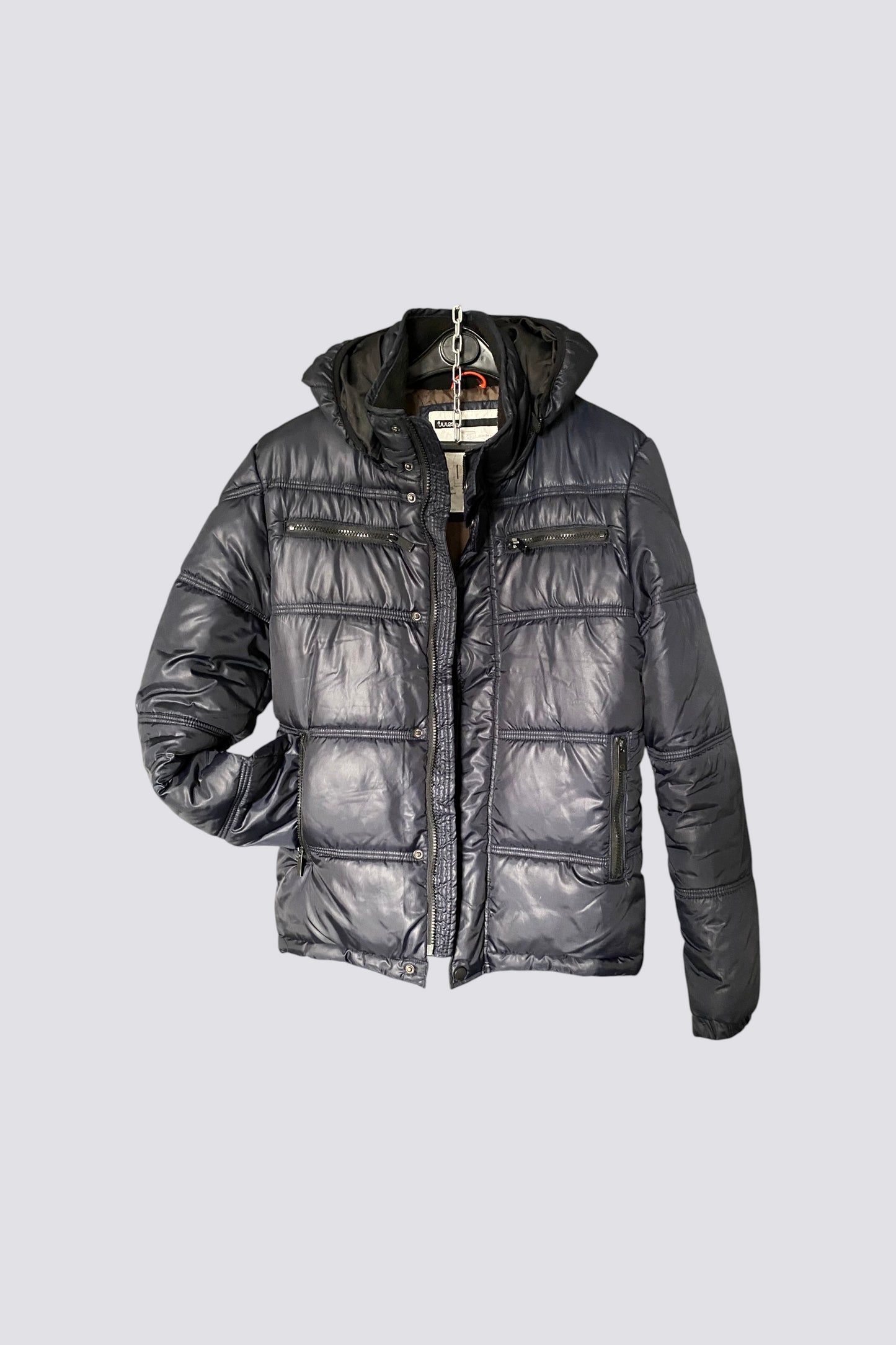 Veste doudoune matelassée à capuche marine