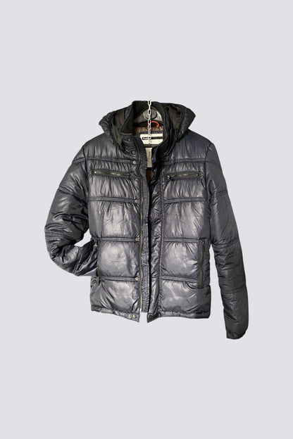 Veste doudoune matelassée à capuche marine