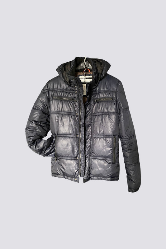 Veste doudoune matelassée à capuche marine