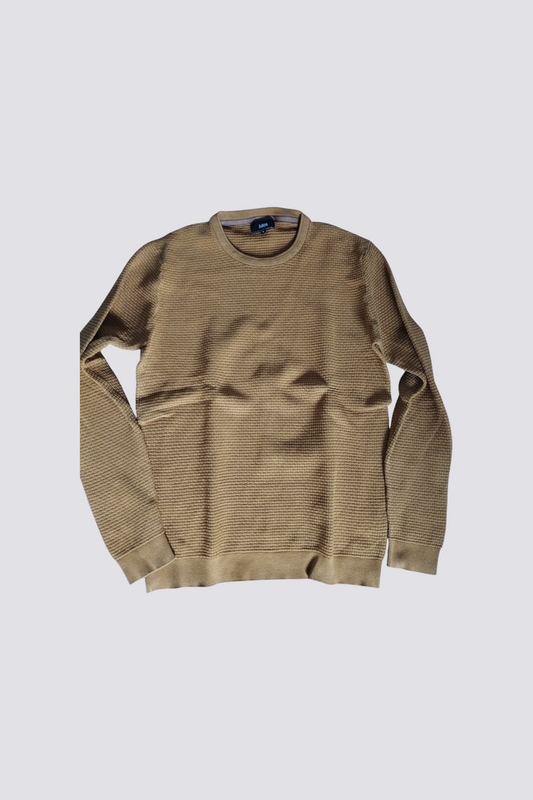 Pull col rond fantaisie (Moutarde)