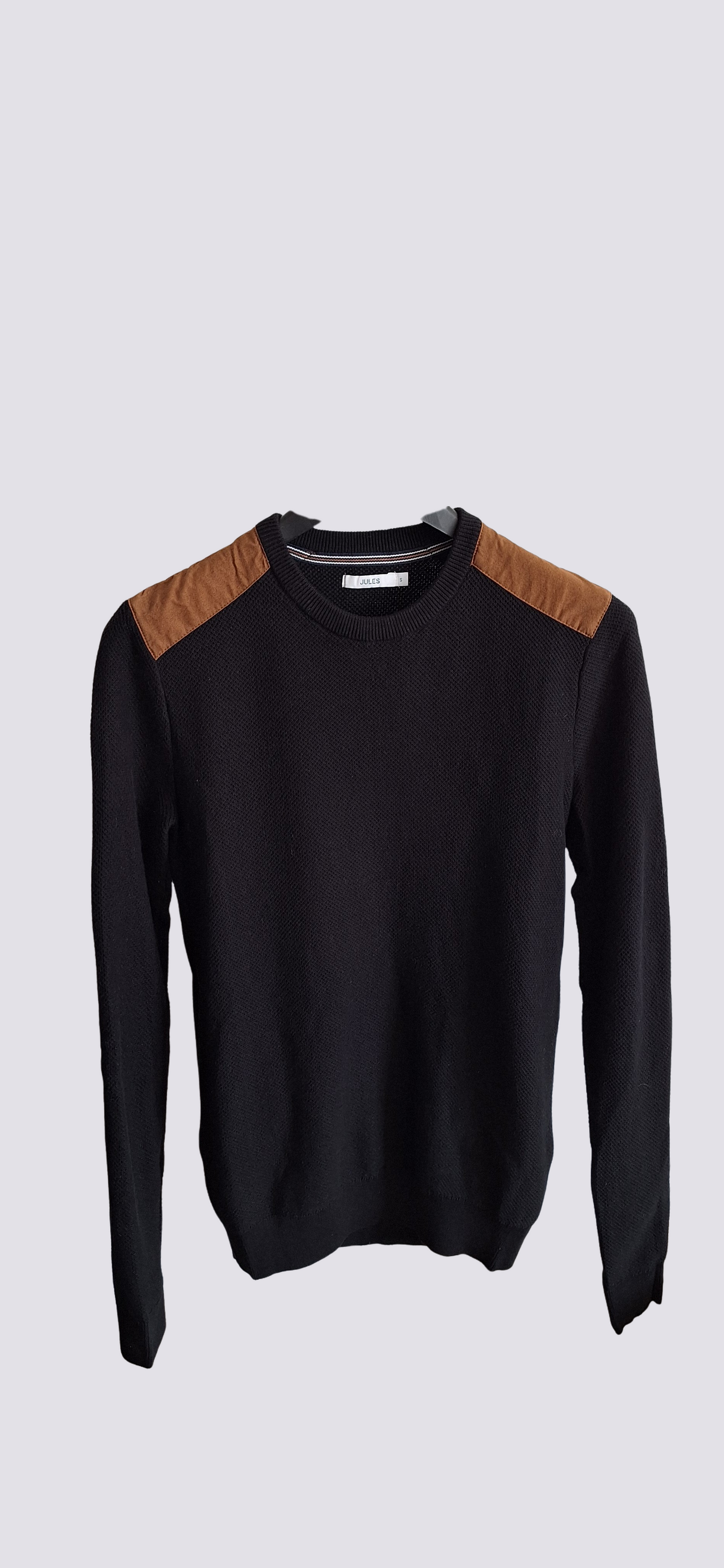 Pull col rond patch épaule