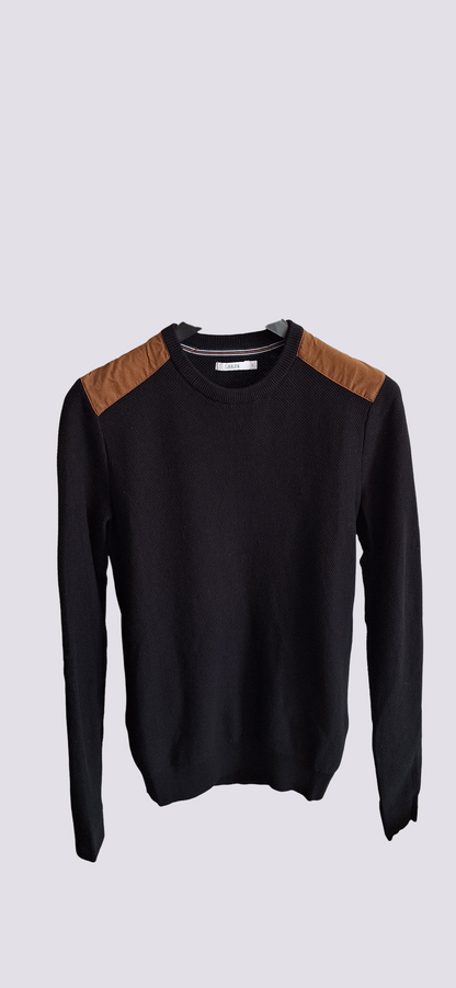 Pull col rond patch épaule