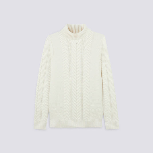 Pull col roulé torsadé