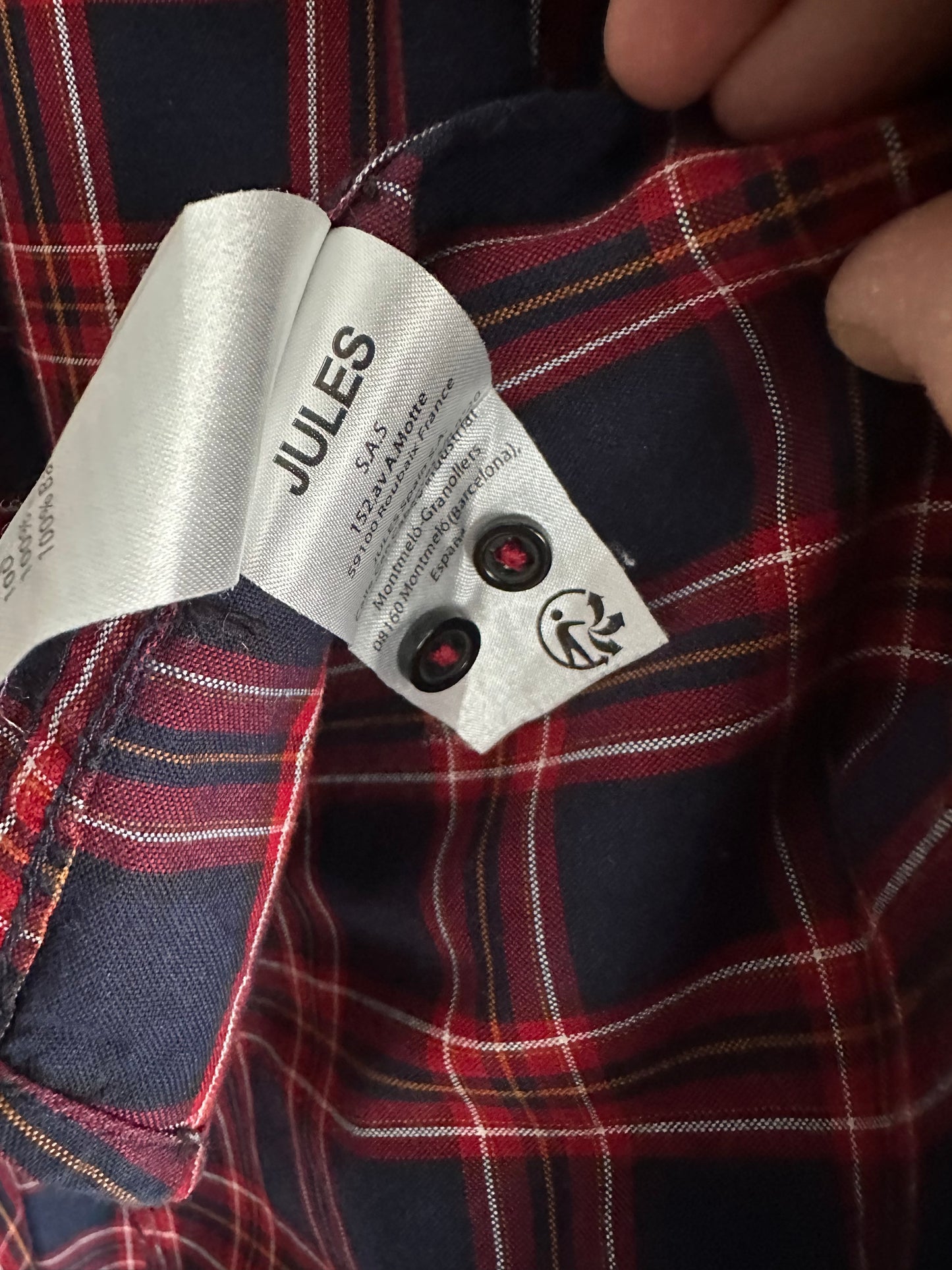 Chemise slim à carreaux pointe boutonnée