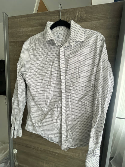 Chemise slim micro géométrique coton