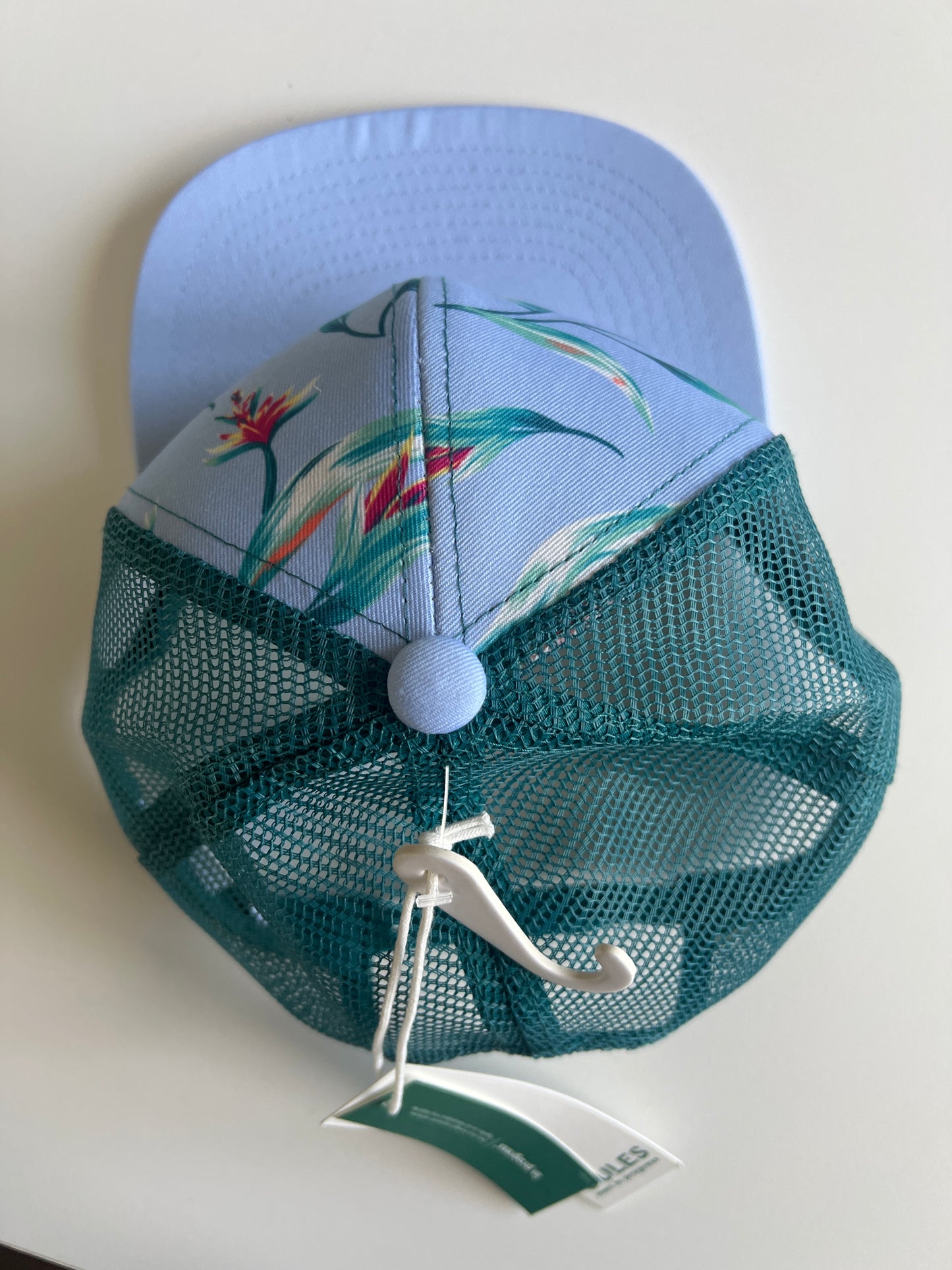 Casquette à fleurs turquoise neuve