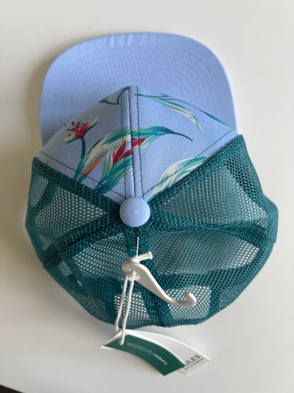 Casquette à fleurs turquoise neuve
