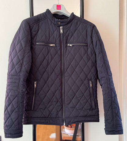 Blouson bleu col biker