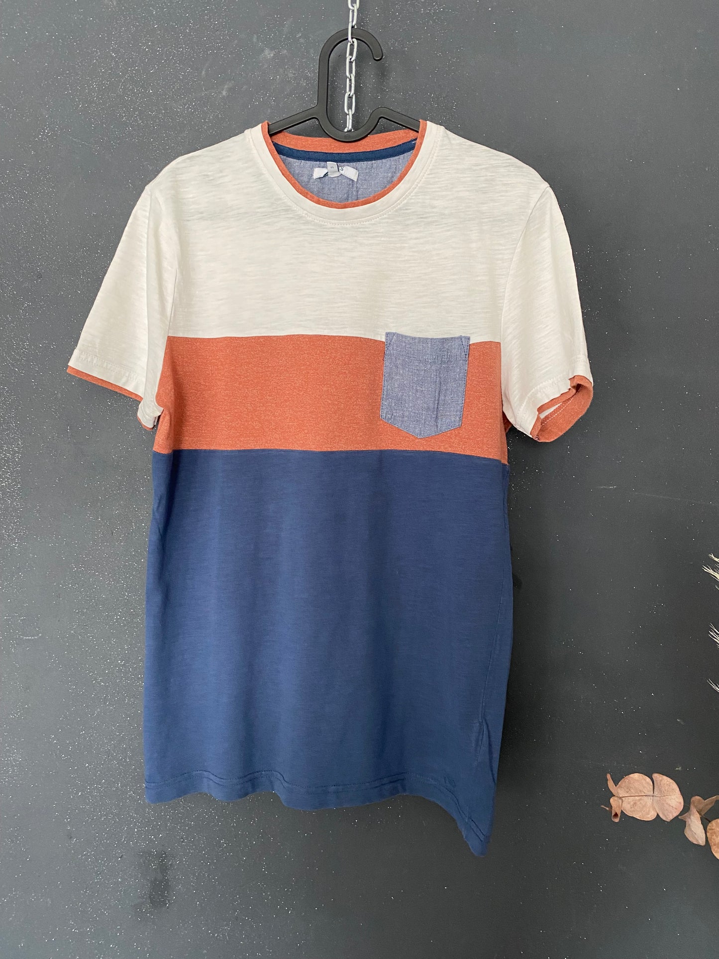Teeshirt (g) color bloc ivoire marine brique