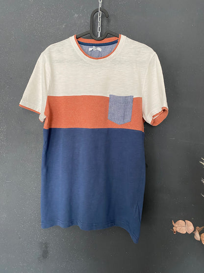 Teeshirt (g) color bloc ivoire marine brique