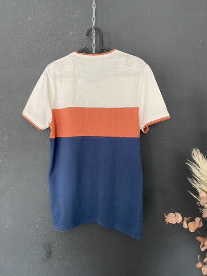 Teeshirt (g) color bloc ivoire marine brique