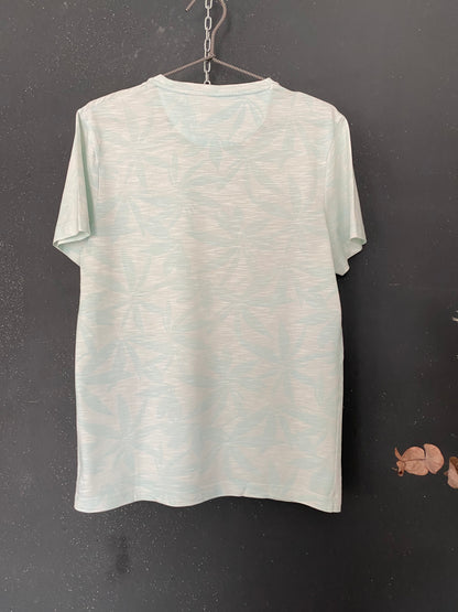 Teeshirt (h) vert d’eau motifs feuilles - regular
