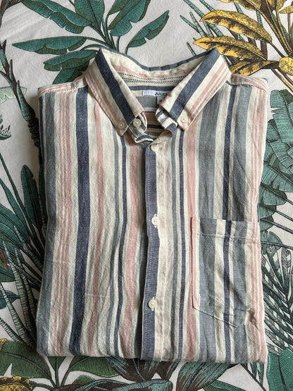 Chemise regular rayures coton lin