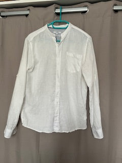 Chemise blanche en lin col Mao