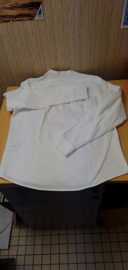 chemise sans col  manches longues blanche s