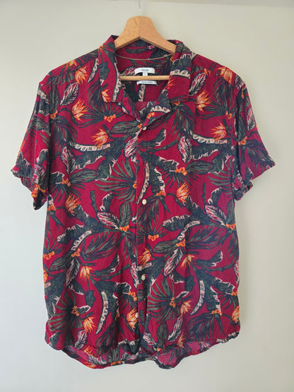 Chemise regular imprimé feuillage viscos