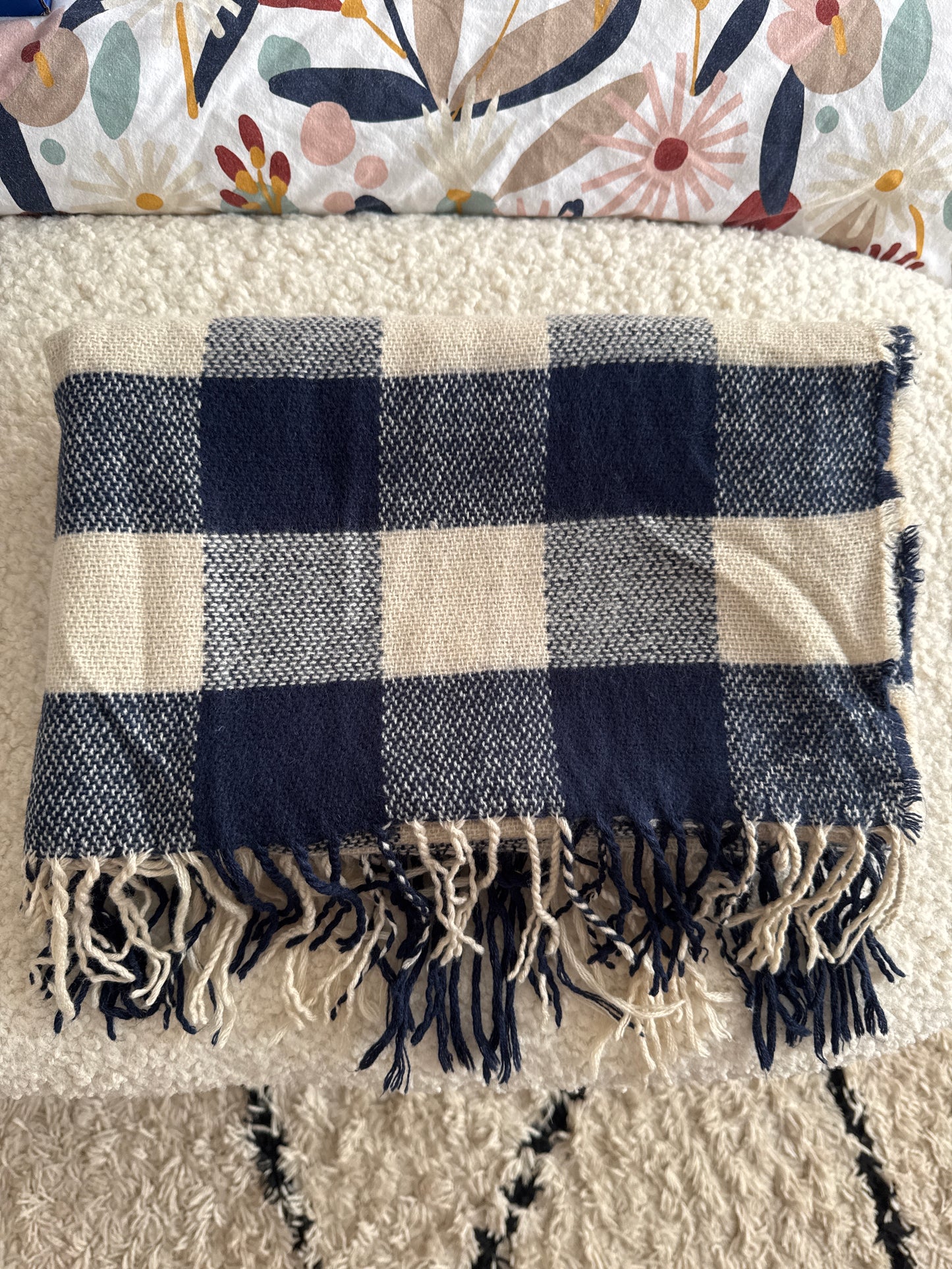 Echarpe carreaux bicolore