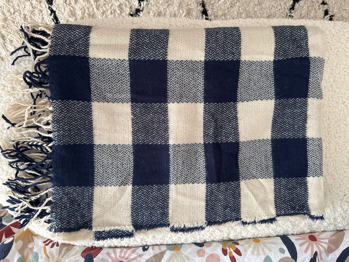 Echarpe carreaux bicolore