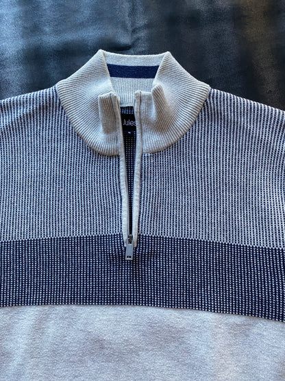 Pull col montant zippé rayé en maille fa