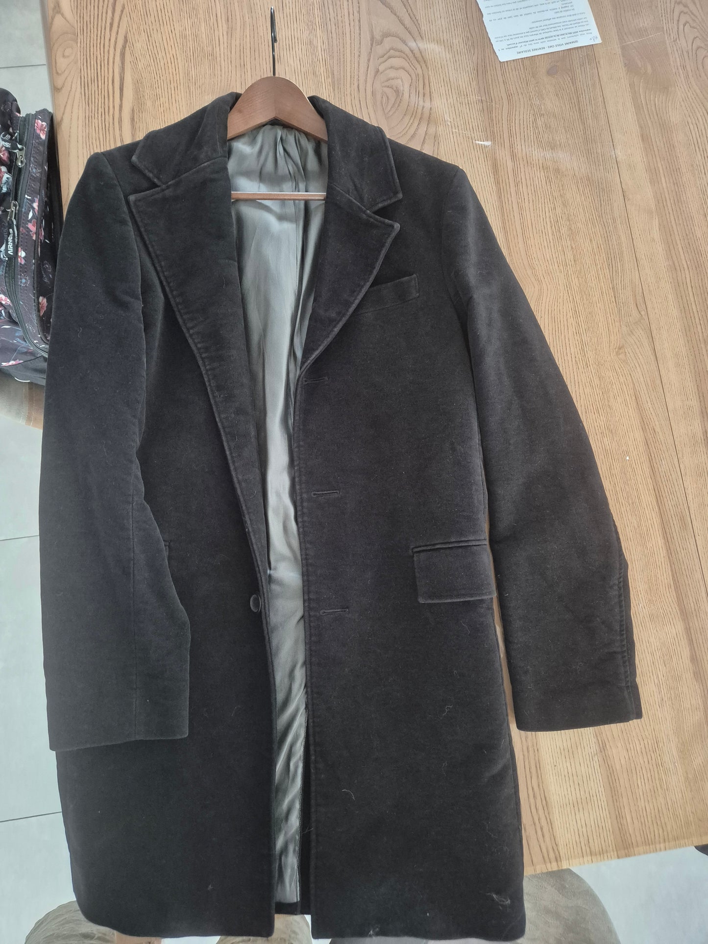 veste longue noir velour