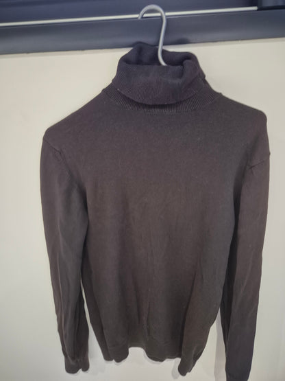 Pull col roule marron M