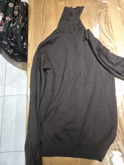 Pull col roule marron M