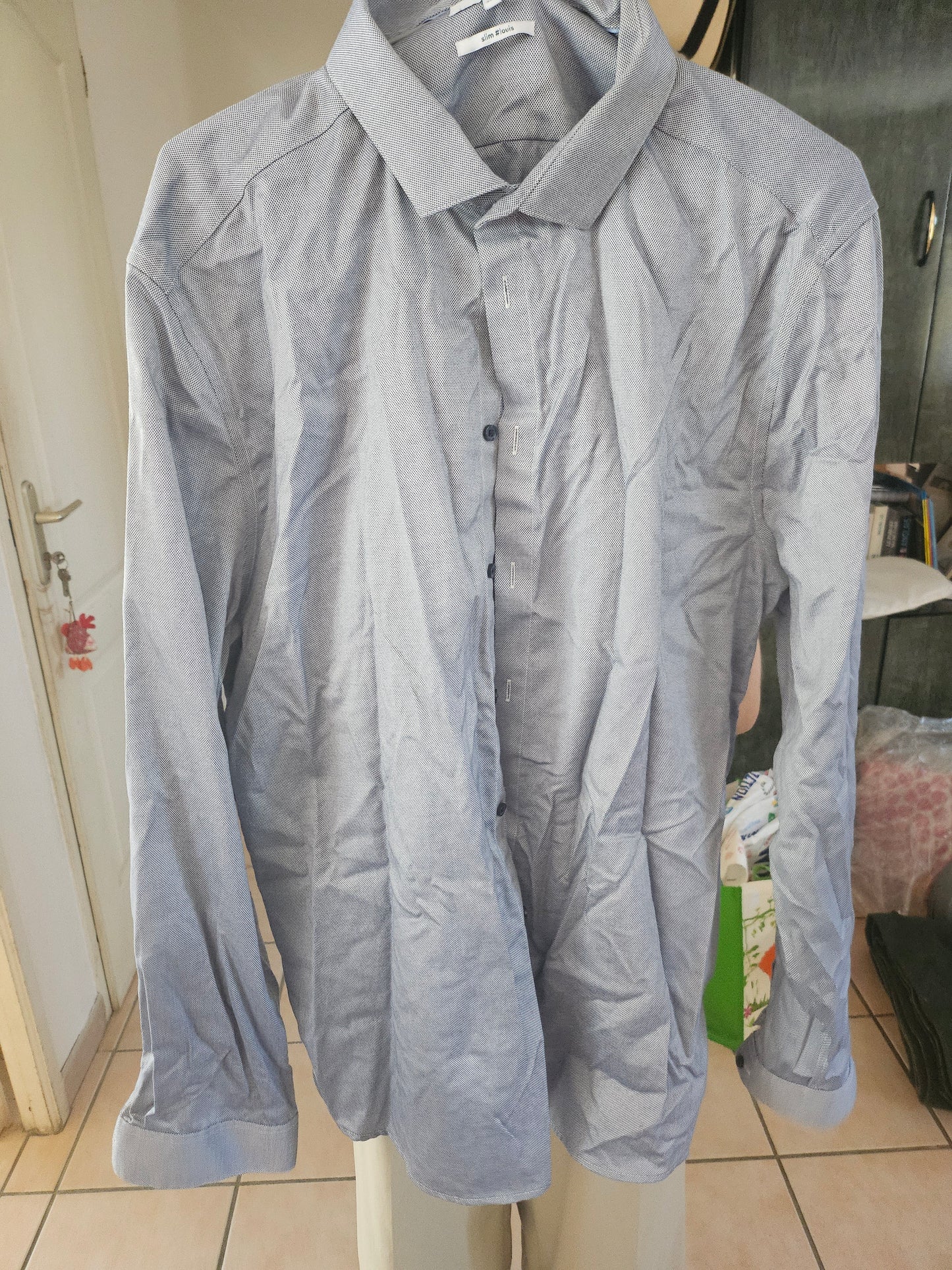 Chemise slim sans repassage unie coton