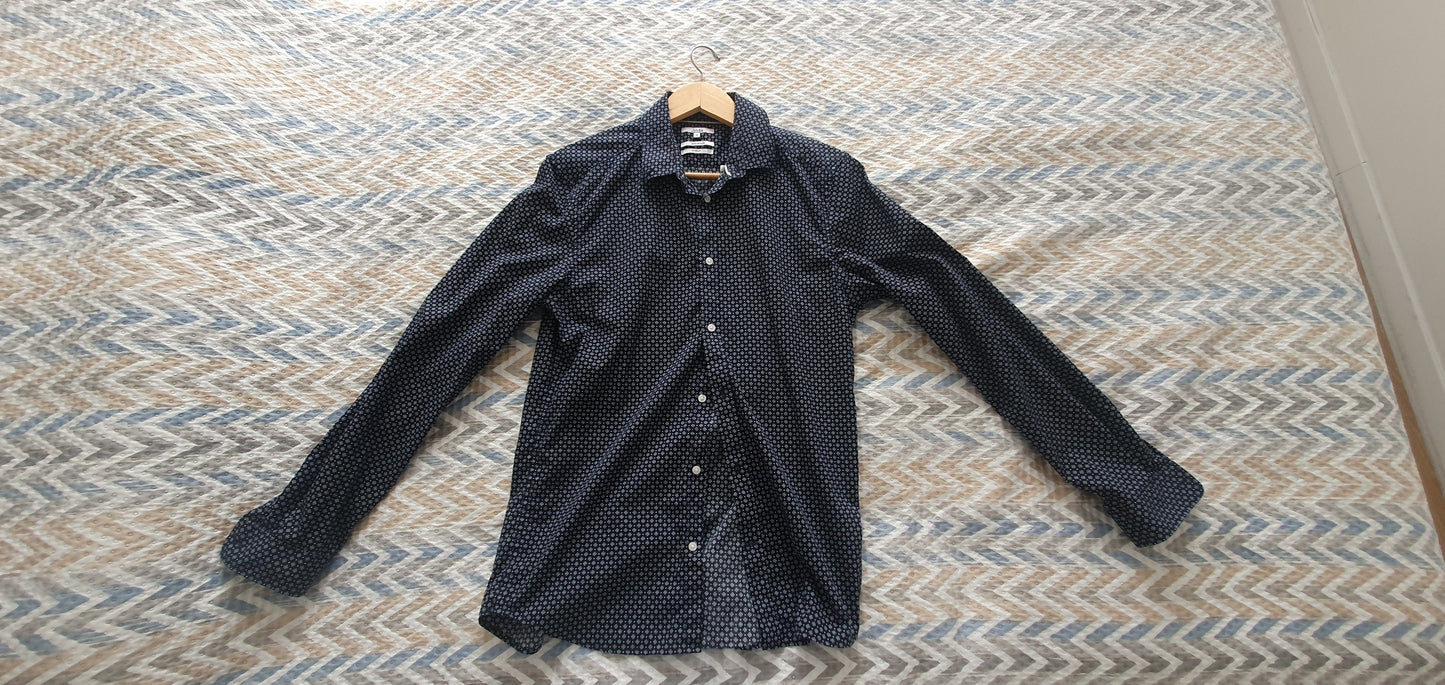 Chemise slim imprimé losange coton