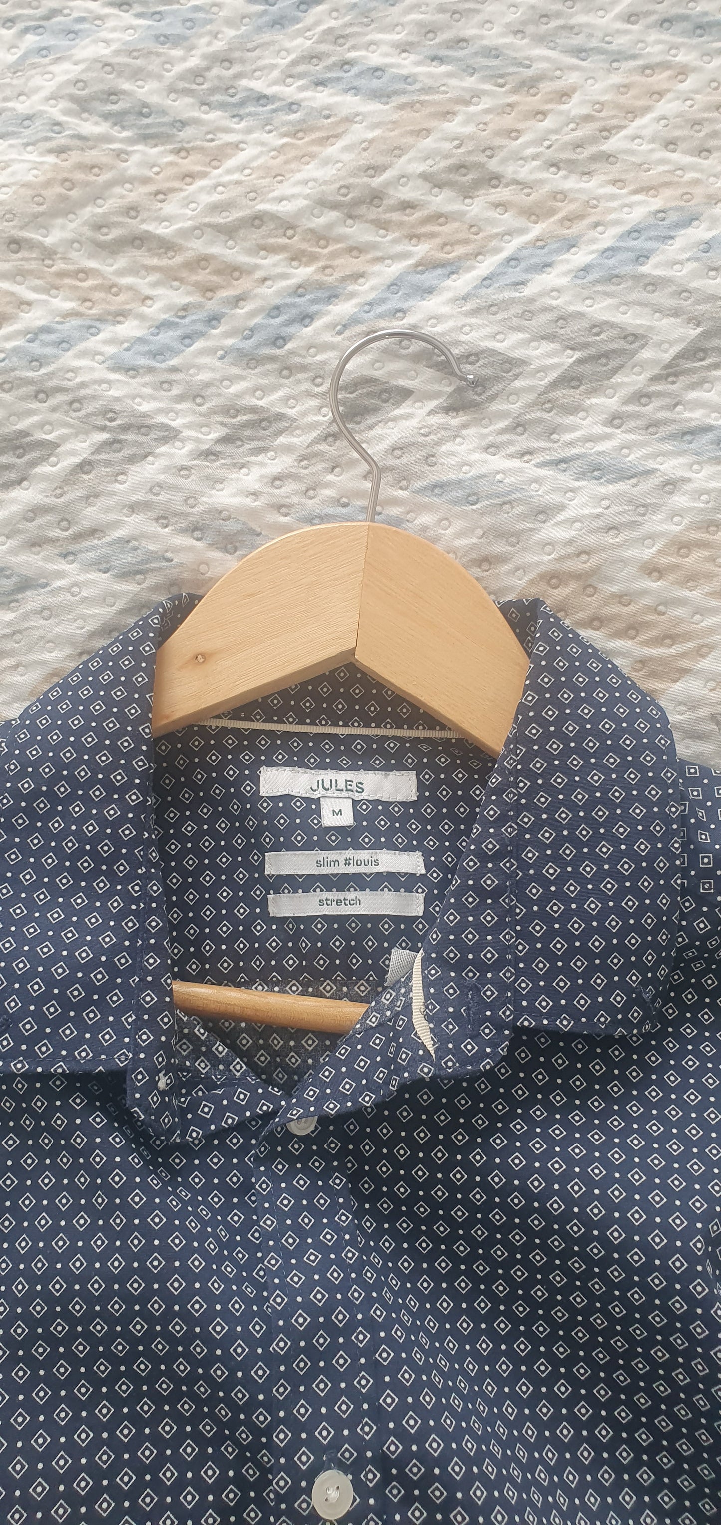 Chemise slim imprimé losange coton