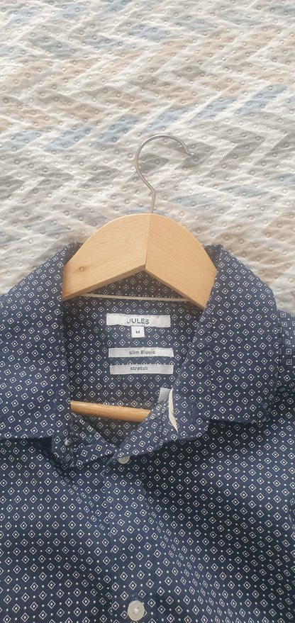 Chemise slim imprimé losange coton