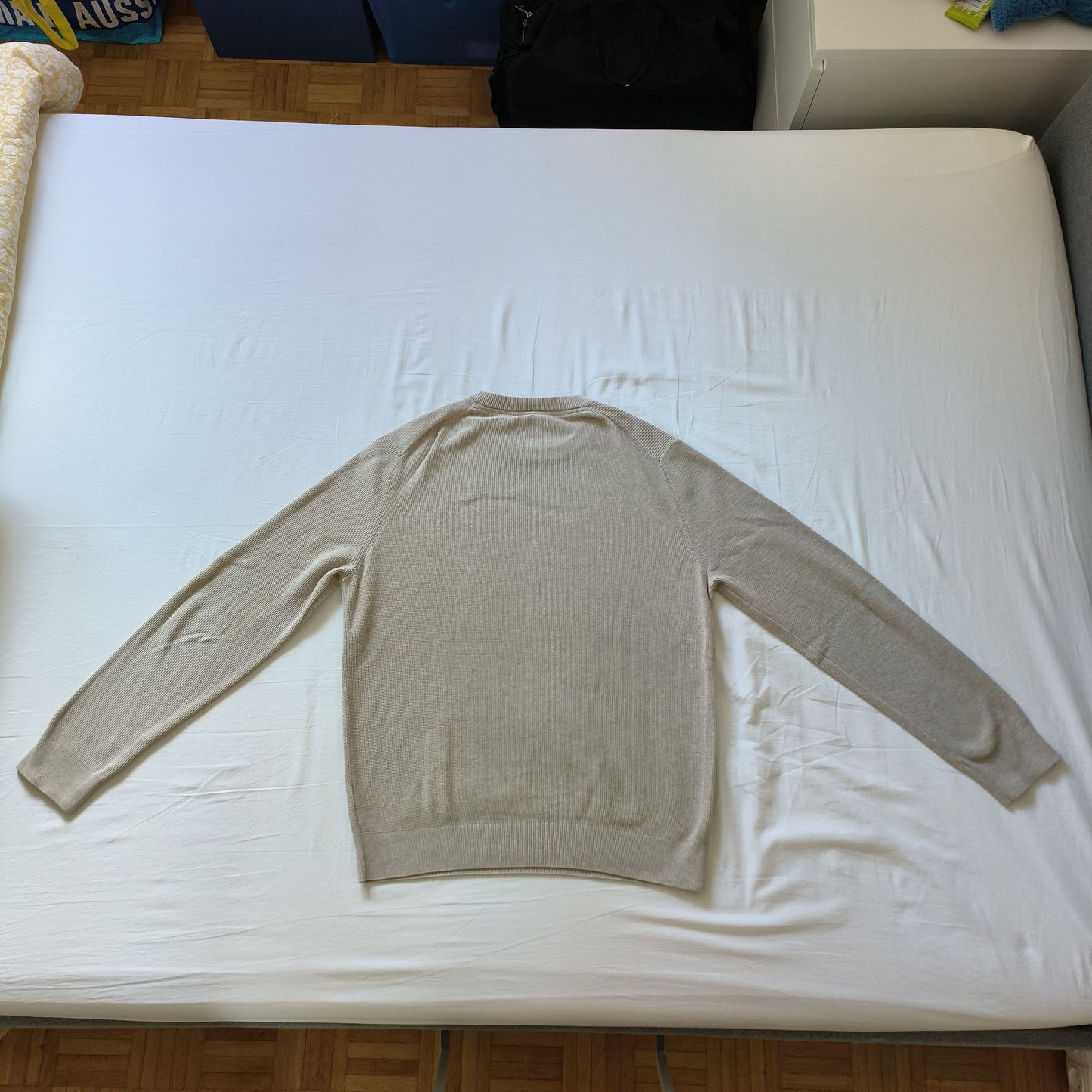 Pull col rond beige 100% coton neuf