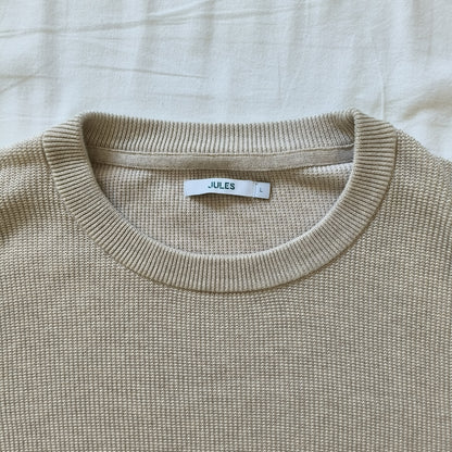 Pull col rond beige 100% coton neuf