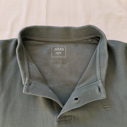 Polo manche longue vert 100% coton