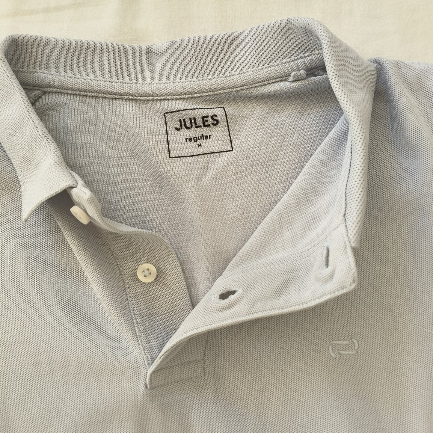 Polo manche longue gris clair coupe regular taille M