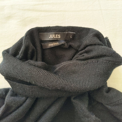 Pull col roulé noir 100% laine taille L Neuf