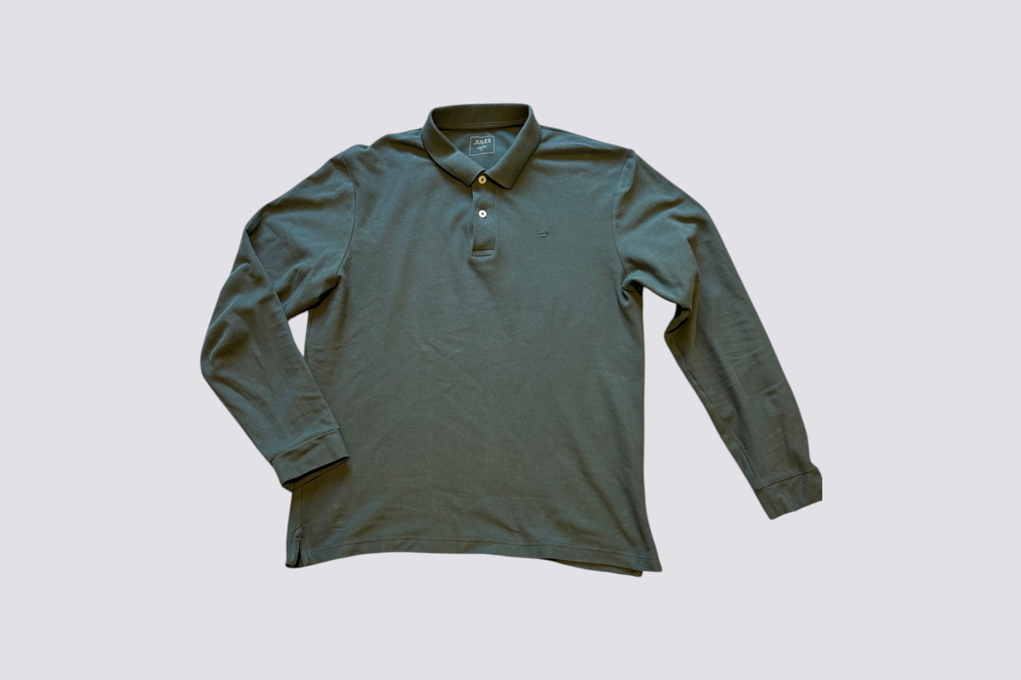 Polo manches longues piqué uni - Vert taille M