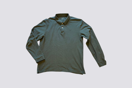 Polo manches longues piqué uni - Vert taille M