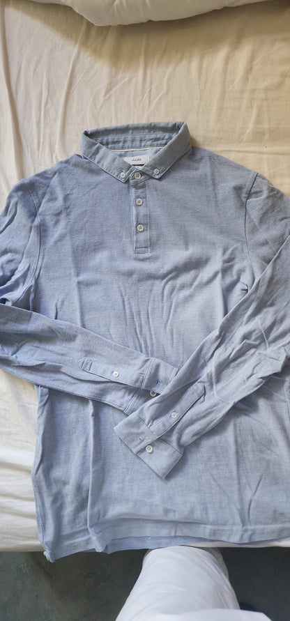 Polo manches longues piqué col boutonné oxford