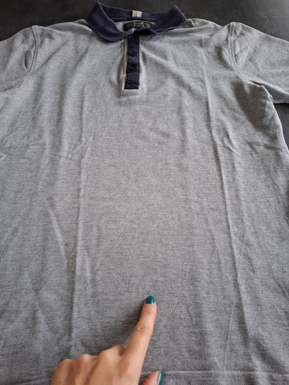 Polo gris col bleu marine
