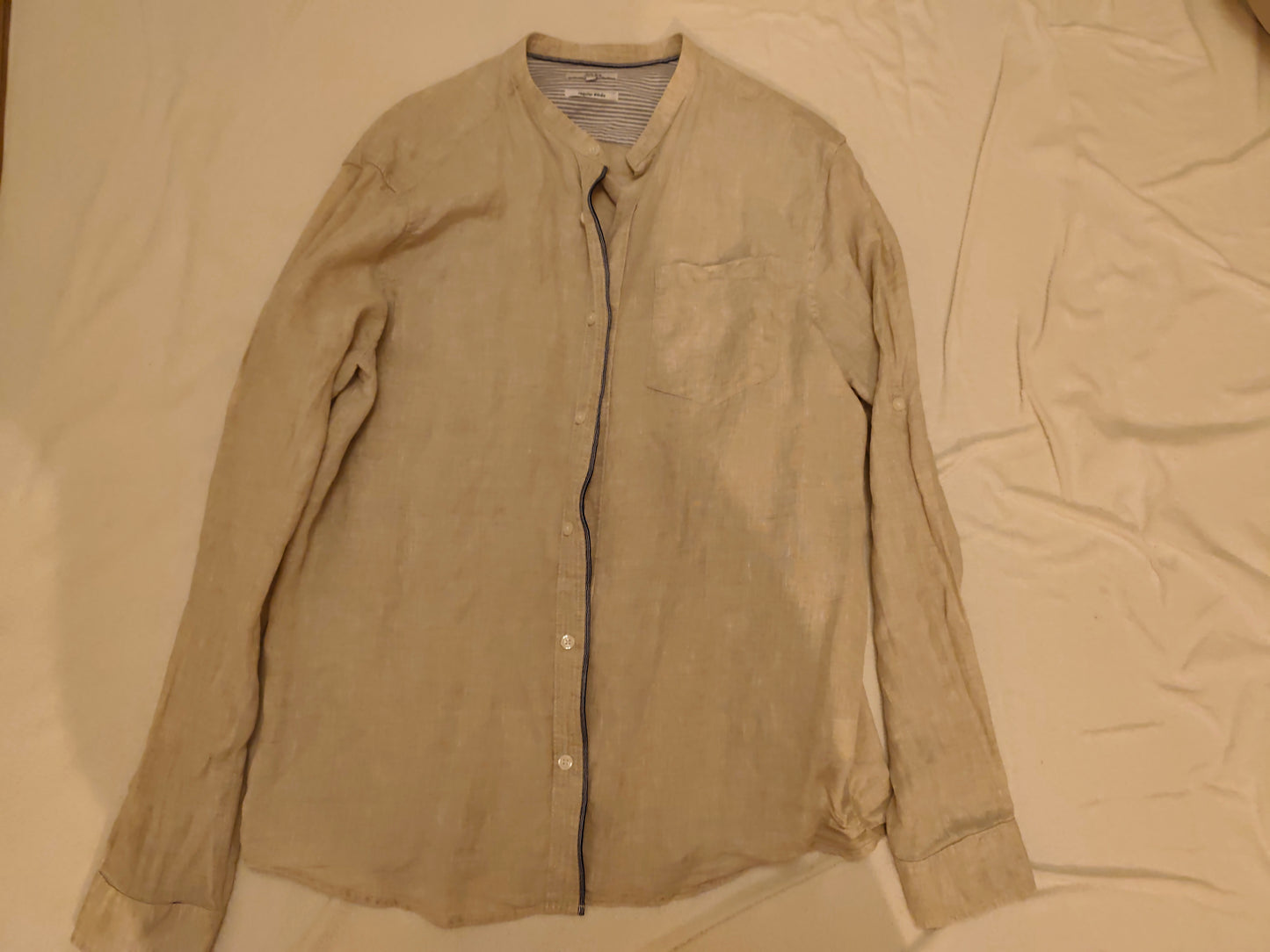 Chemise regular col mao unie lin