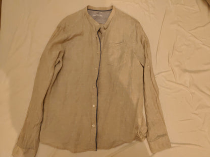 Chemise regular col mao unie lin