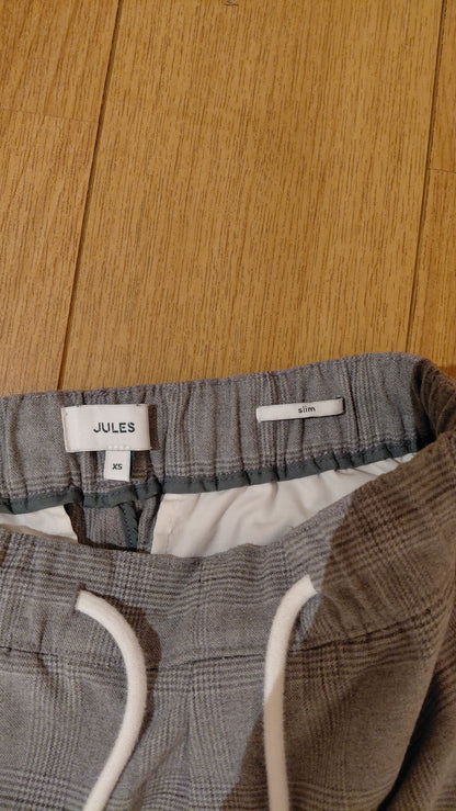 Pantalon chino slim ceinture élastiquée à carreaux
